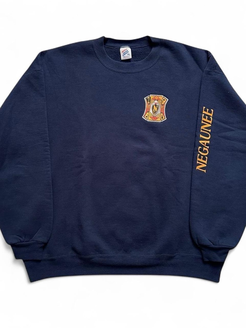 Vintage 1990s Negaunee Michigan Navy Crewneck Sweatshirt XL